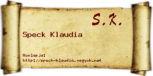 Speck Klaudia névjegykártya